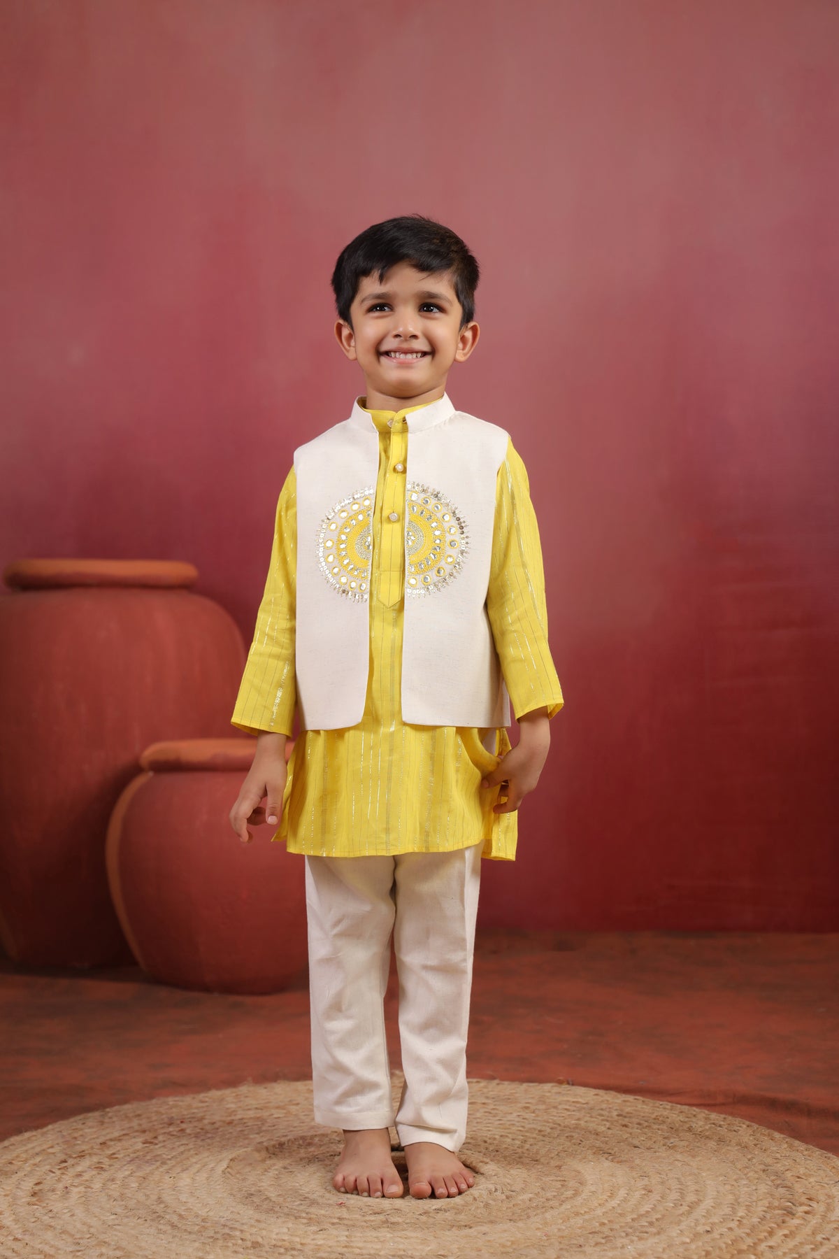 Boy Sanskriti Mirror Bundy Set - Yellow