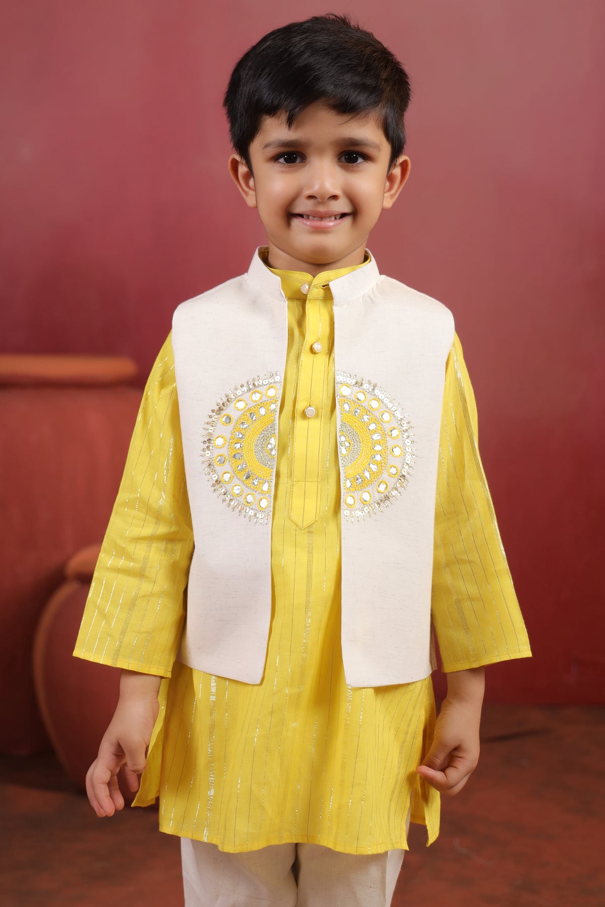 Boy Sanskriti Mirror Bundy Set - Yellow