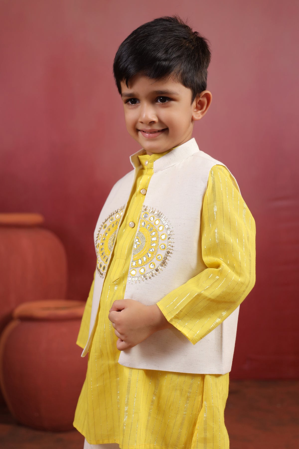 Boy Sanskriti Mirror Bundy Set - Yellow