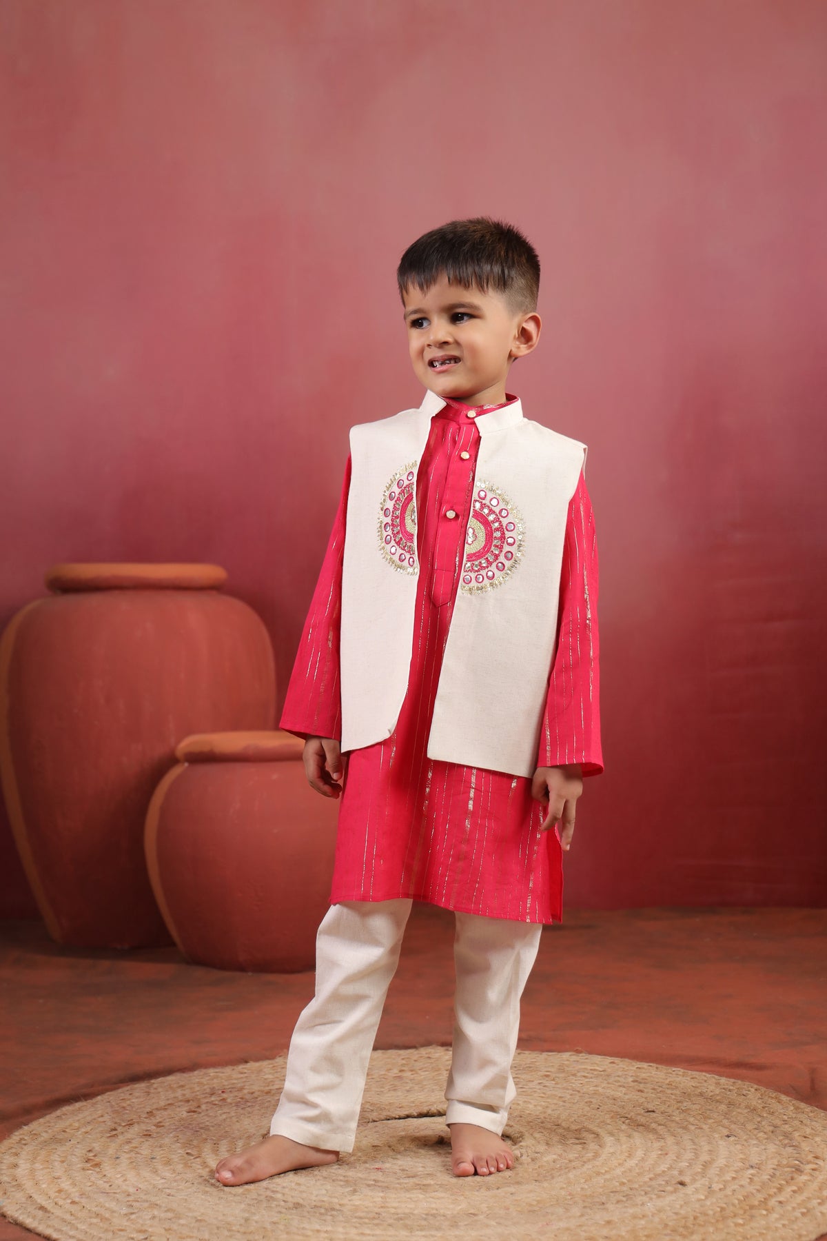 Boy Sanskriti Mirror Bundy Set - Magenta