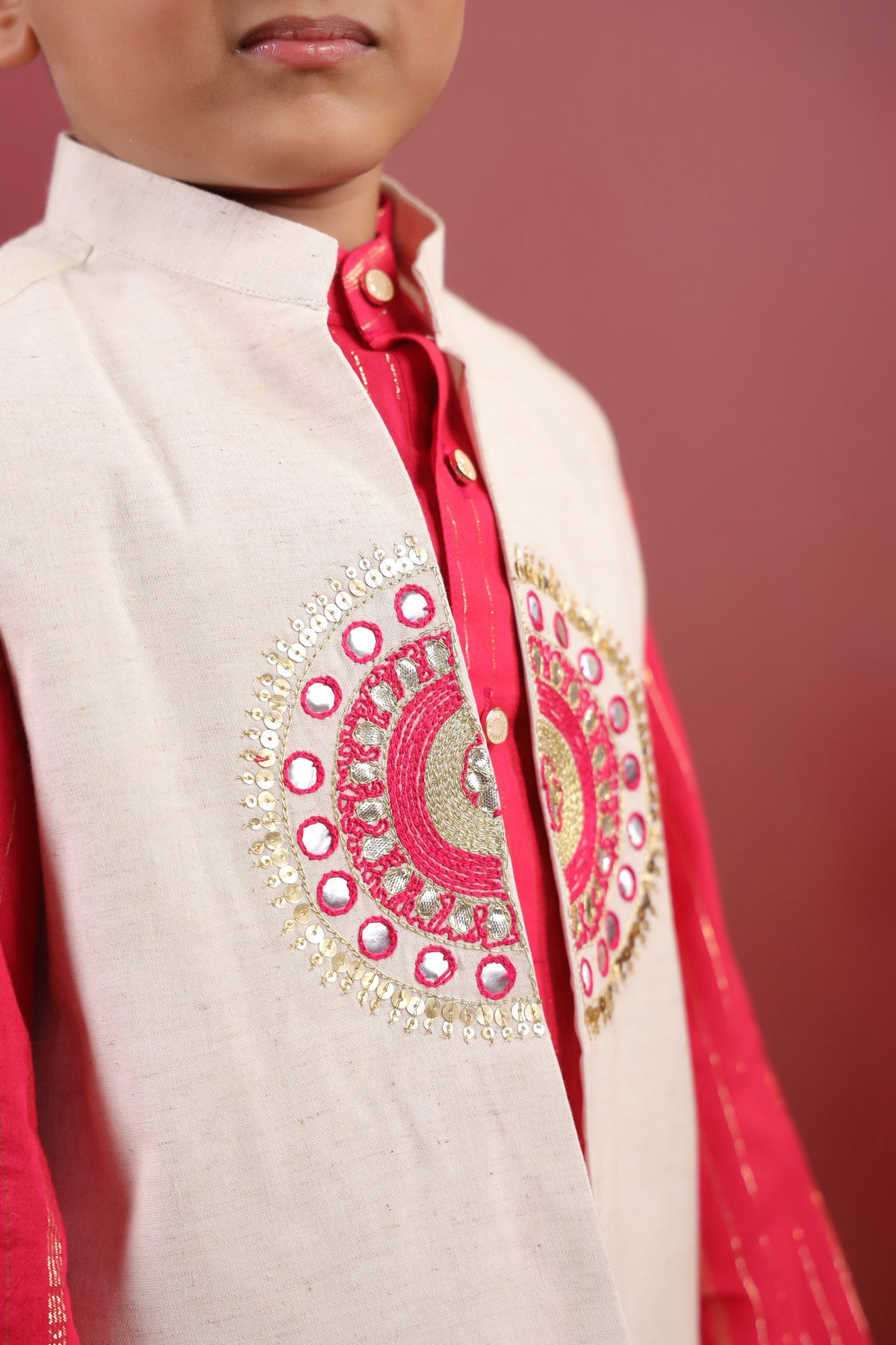Boy Sanskriti Mirror Bundy Set - Magenta