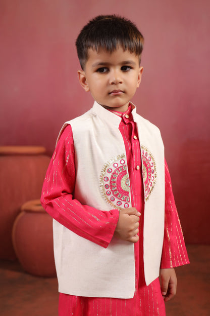 Boy Sanskriti Mirror Bundy Set - Magenta