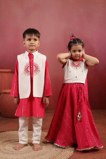Boy Sanskriti Mirror Bundy Set - Magenta