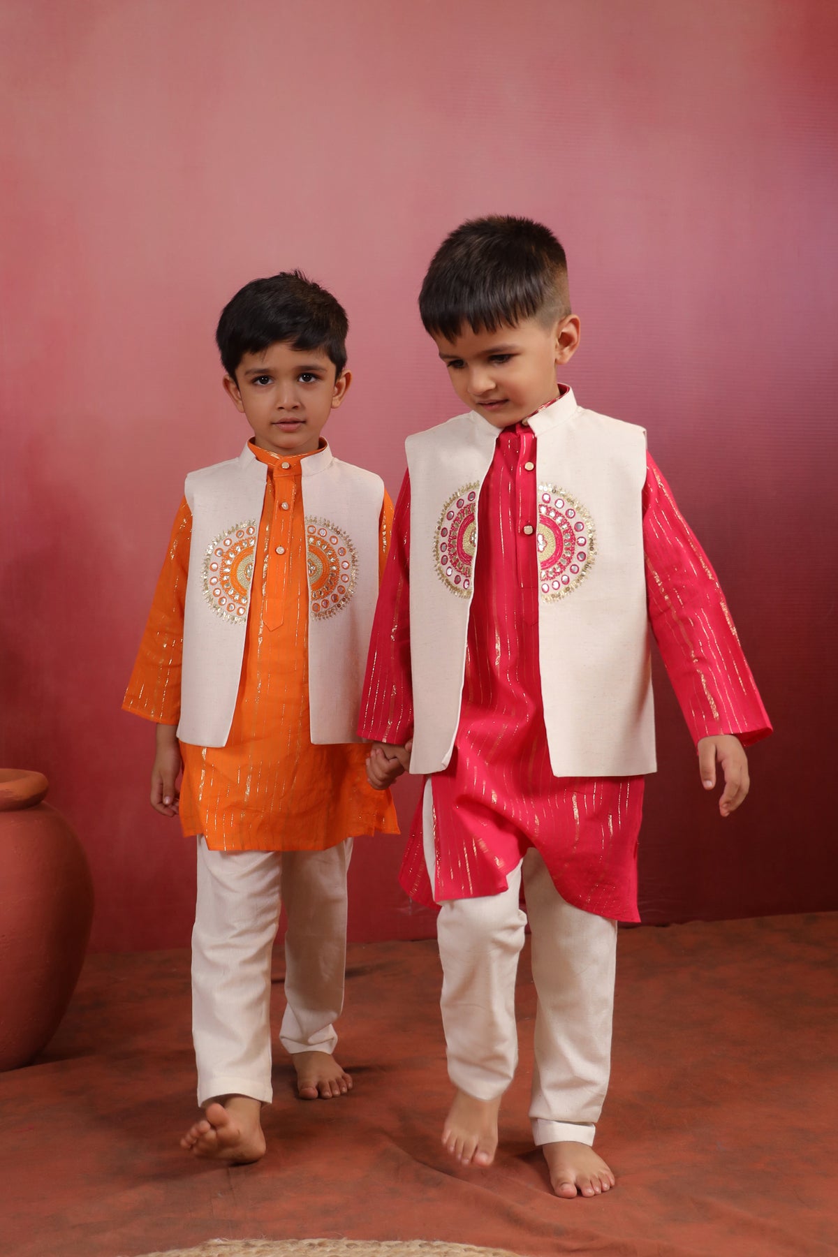 Boy Sanskriti Mirror Bundy Set - Magenta