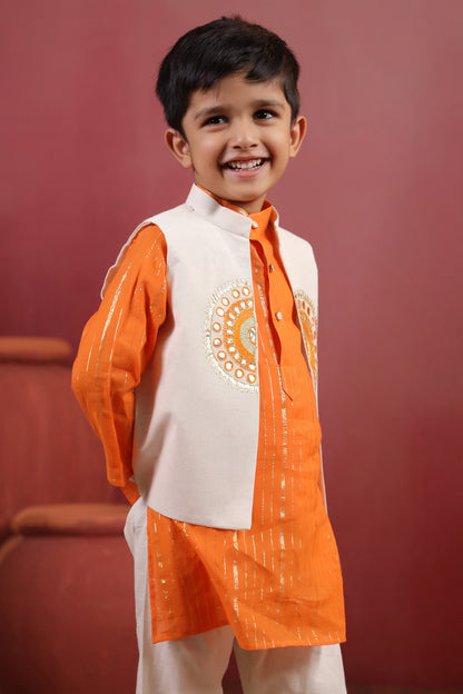 Boy Sanskriti Mirror Bundy Set - Orange