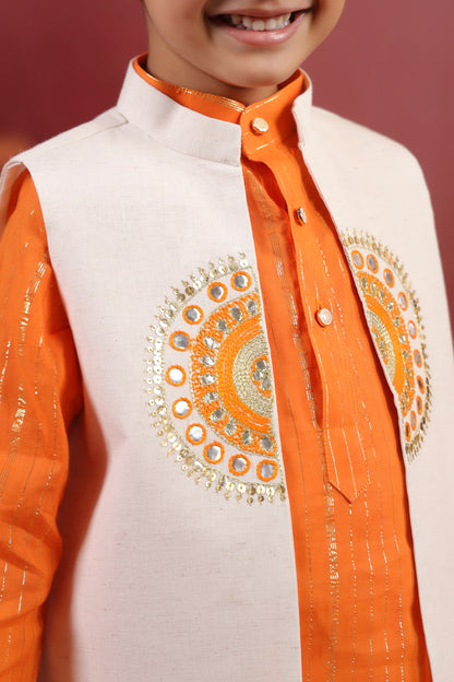 Boy Sanskriti Mirror Bundy Set - Orange