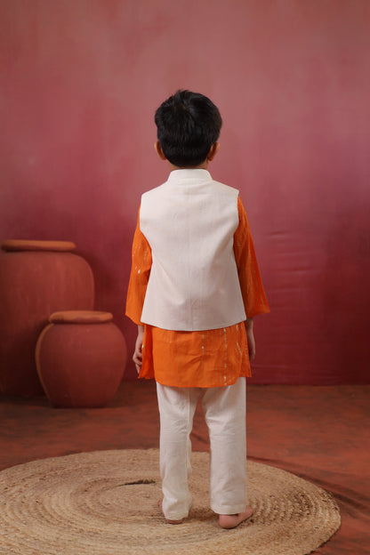 Boy Sanskriti Mirror Bundy Set - Orange