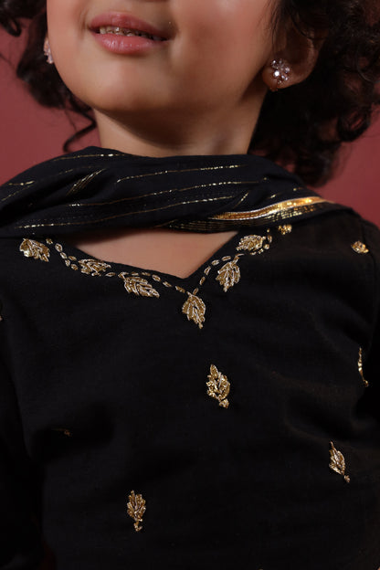 Girl Rani Embroidered Skirt Top Set - Black