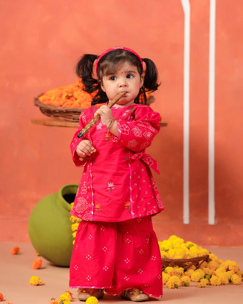 Radha Rani Kurta Sharara Set-Rani Pink