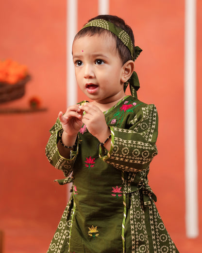 Radha Rani Kurta Sharara Set-Mehandi Green