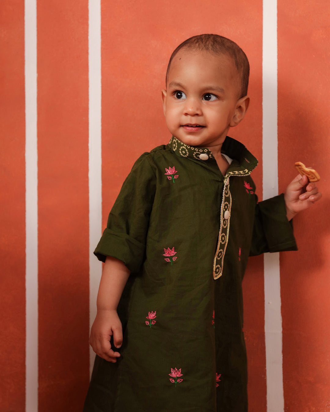 Rasleela Dhoti Kurta Dupatta Set - Mehandi Green