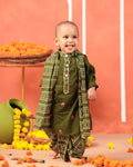 Rasleela Dhoti Kurta Dupatta Set - Mehandi Green