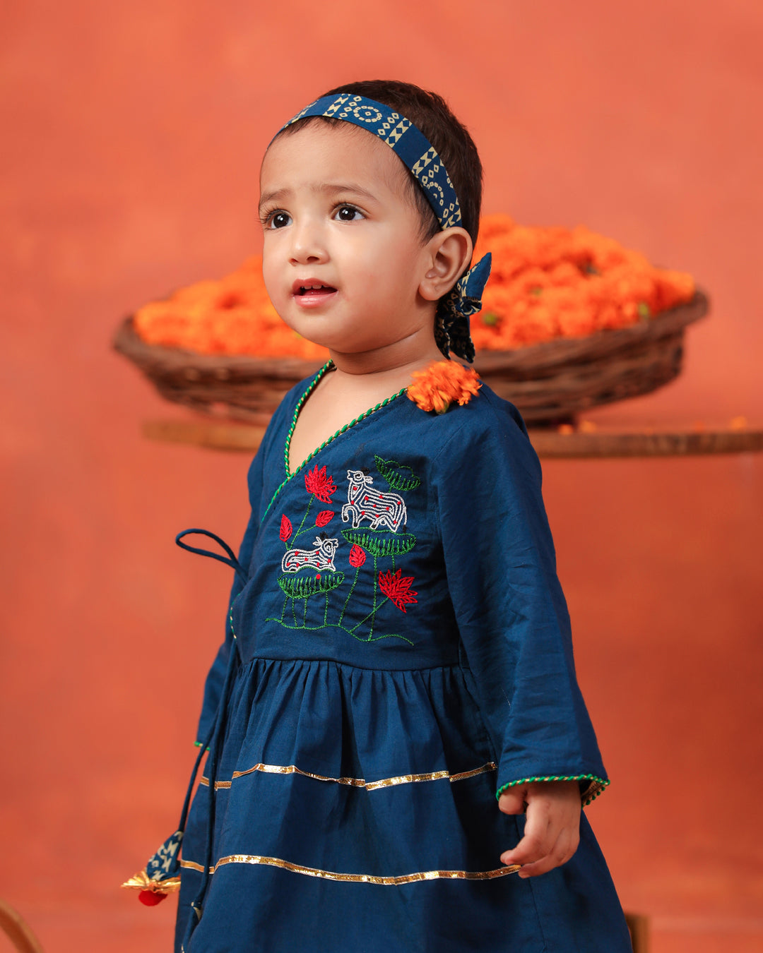Radha Rani Peplum Kurta Dhoti Set- Teal Blue