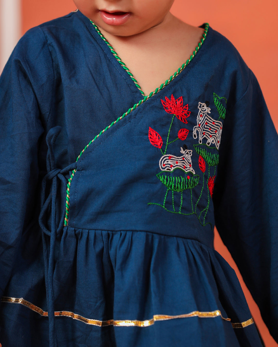Radha Rani Peplum Kurta Dhoti Set- Teal Blue