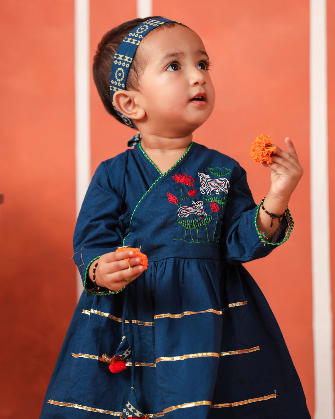 Radha Rani Peplum Kurta Dhoti Set- Teal Blue
