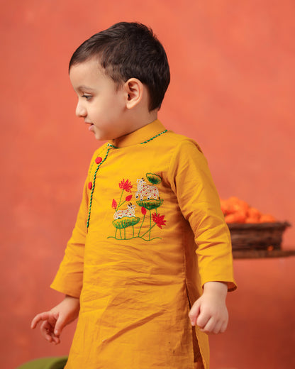 Vrindavan Dhoti Kurta Set - Mustard Yellow