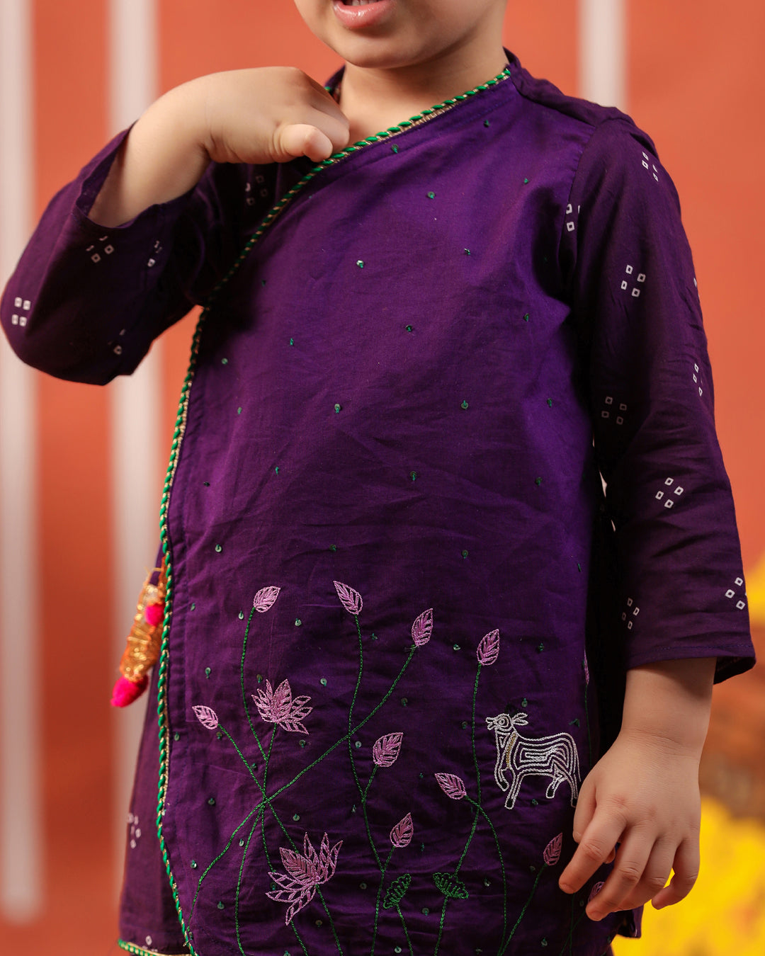 Bansi Angarkha Dhoti Kurta Set -Purple