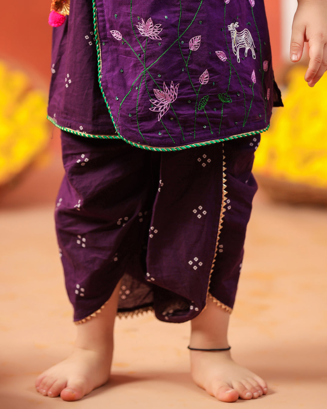 Bansi Angarkha Dhoti Kurta Set -Purple