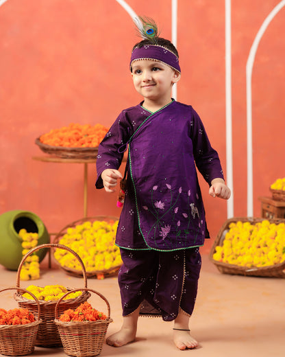 Bansi Angarkha Dhoti Kurta Set -Purple