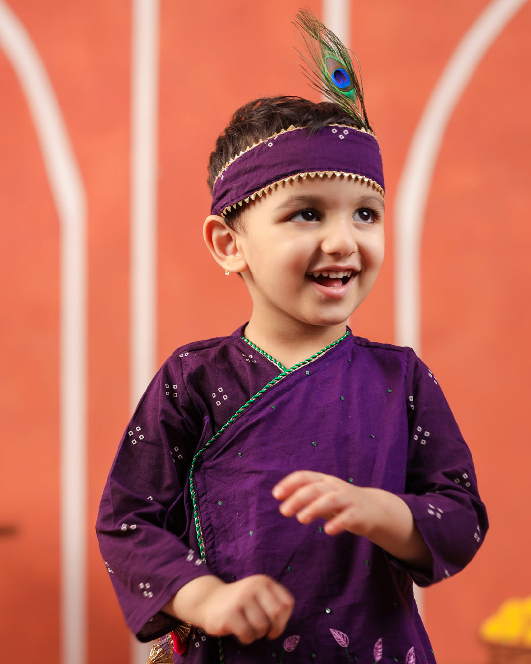 Bansi Angarkha Dhoti Kurta Set -Purple