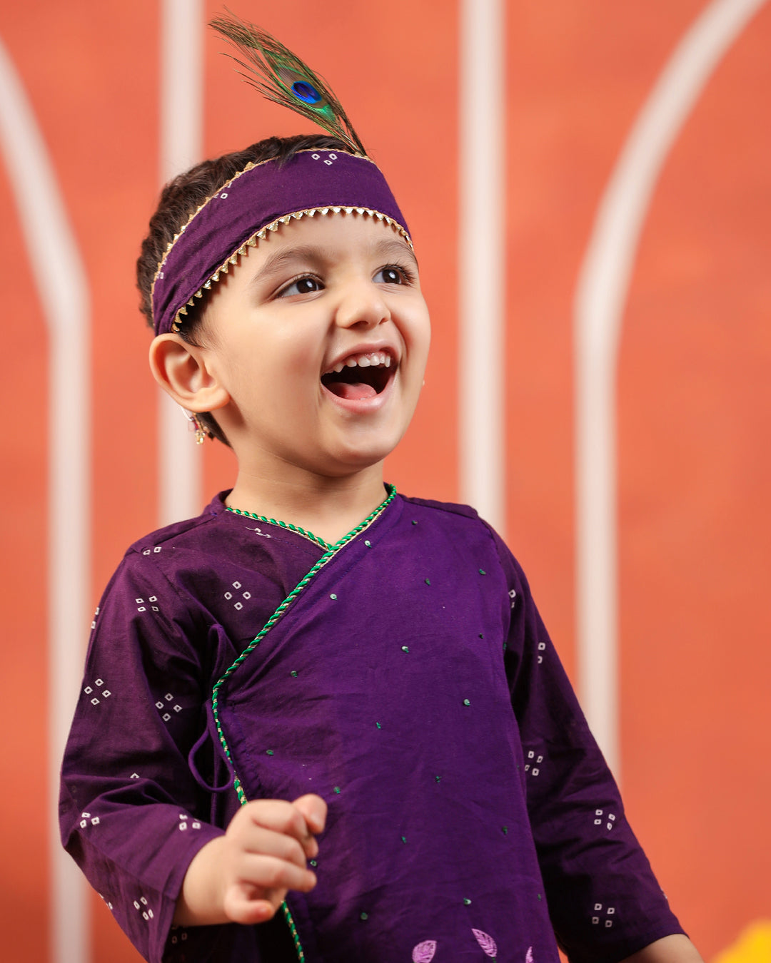 Bansi Angarkha Dhoti Kurta Set -Purple