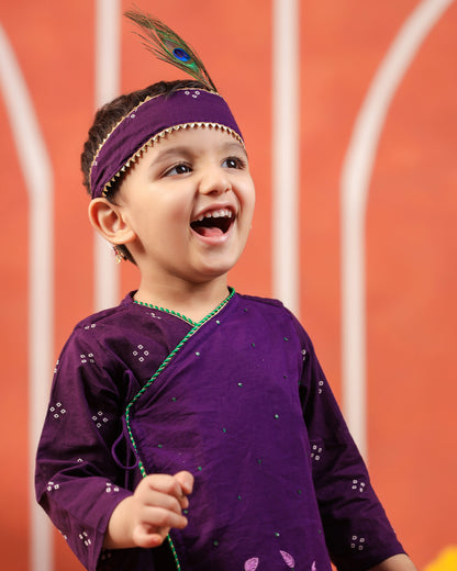 Bansi Angarkha Dhoti Kurta Set -Purple