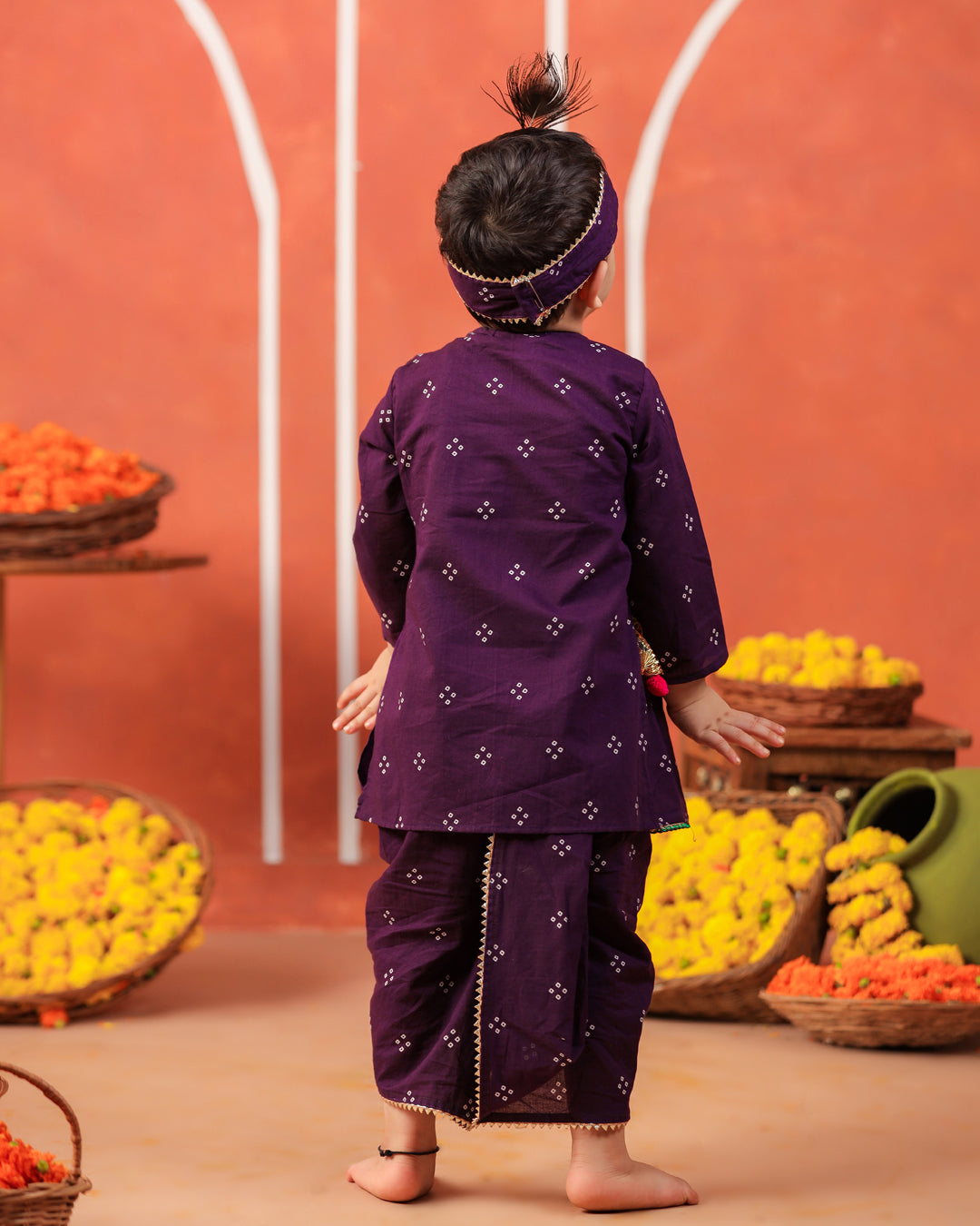 Bansi Angarkha Dhoti Kurta Set -Purple