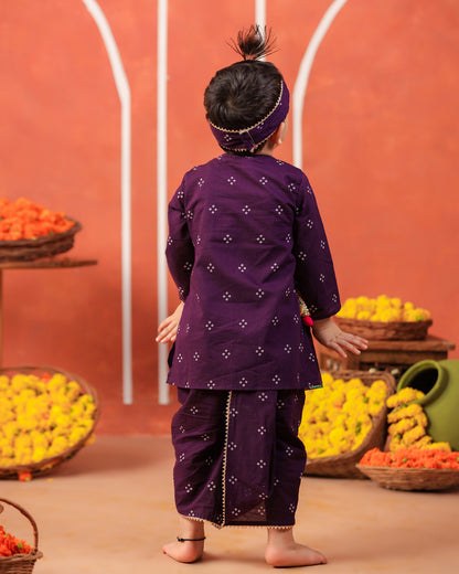 Bansi Angarkha Dhoti Kurta Set -Purple