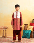 Boy Dhola Maru Kurta Set - Peachish pink