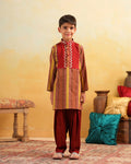 Boy Dhola Maru Kurta Set - Mustard Yellow