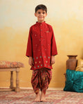 Boy Dhola Maru Dhoti Kurta Set-Maroon