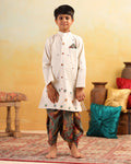 Boy Dhola Maru Dhoti Kurta Set-Beige