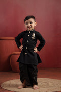 Boy Rajwada Dhoti Sherwani Kurta Set - Black