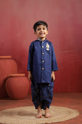 Boy Rajwada Dhoti Sherwani Kurta Set - Navy blue
