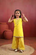 Girl Royal Mirror Kurta Palazzo Set -Yellow