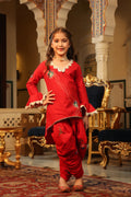 Girls Handpainted Top Set - Maroon Red