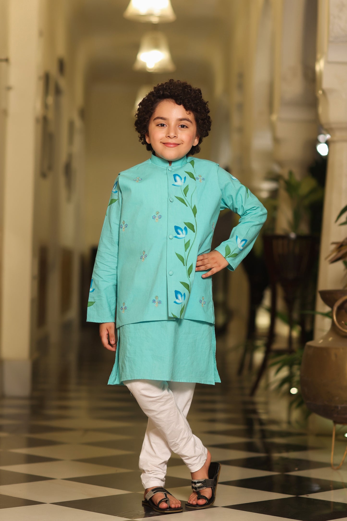 Boy 3 Pc Handpainted Bundy Set - Turquoise