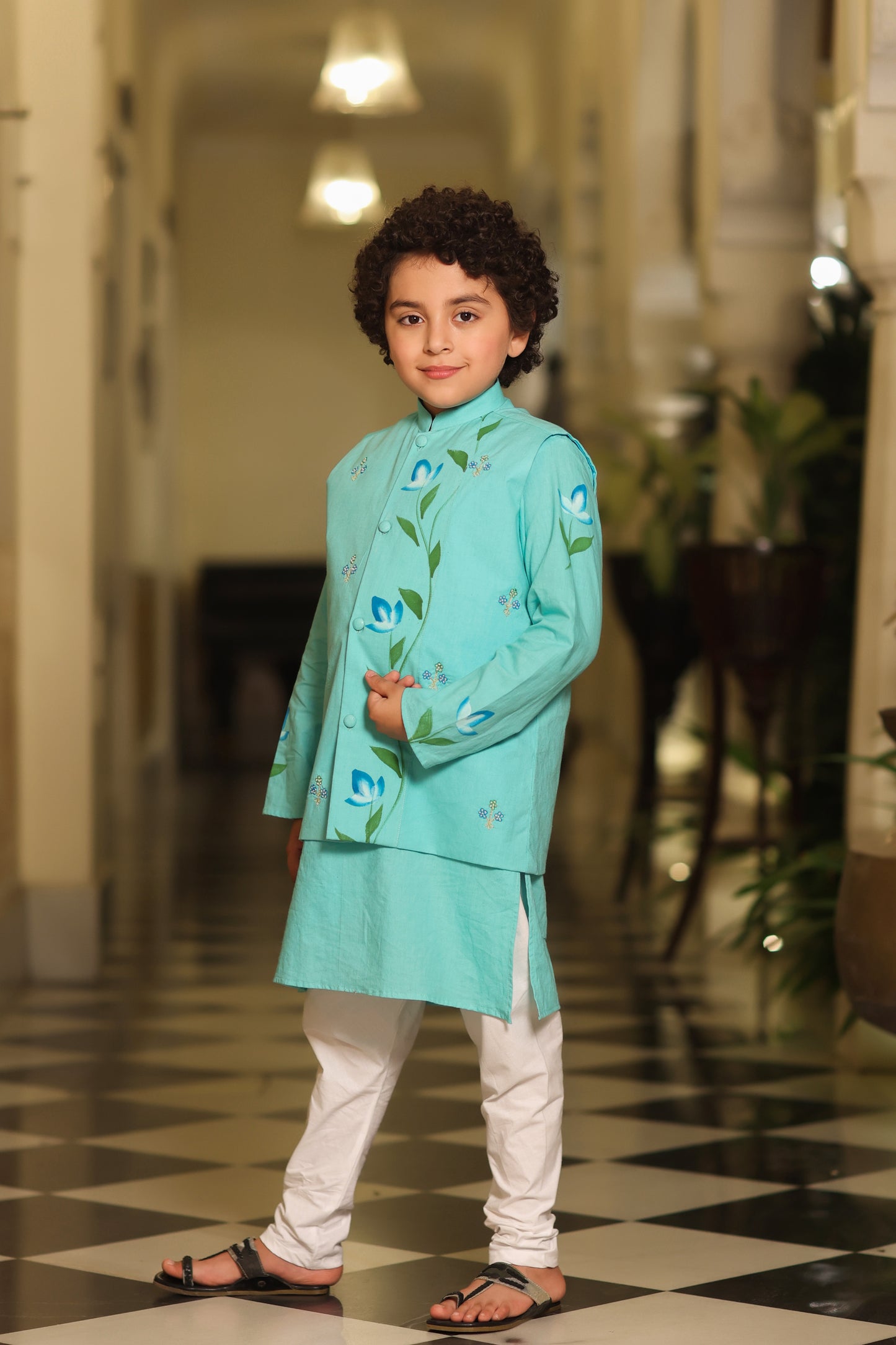 Boy 3 Pc Handpainted Bundy Set - Turquoise