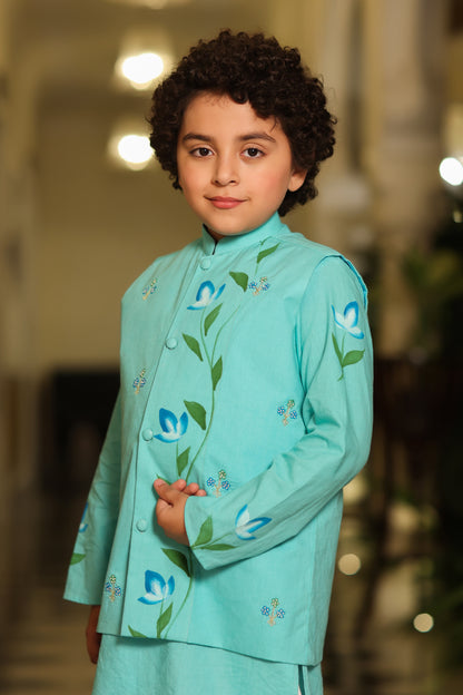 Boy 3 Pc Handpainted Bundy Set - Turquoise