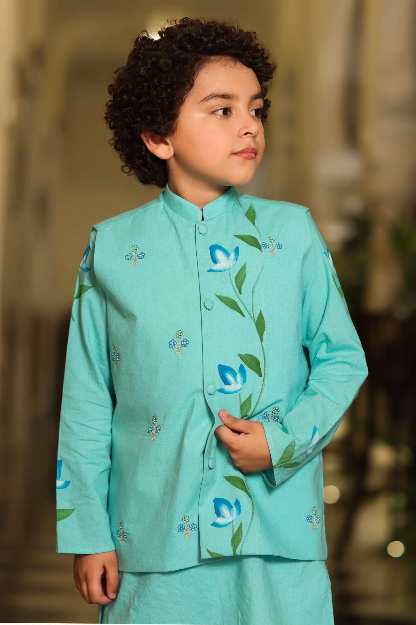 Boy 3 Pc Handpainted Bundy Set - Turquoise