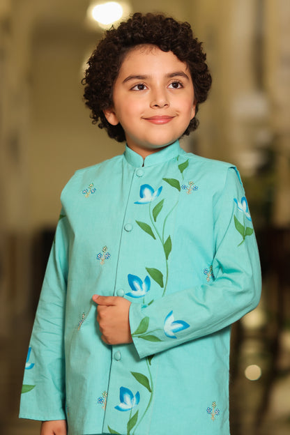 Boy 3 Pc Handpainted Bundy Set - Turquoise