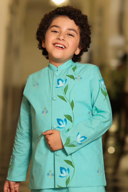 Boy 3 Pc Handpainted Bundy Set - Turquoise