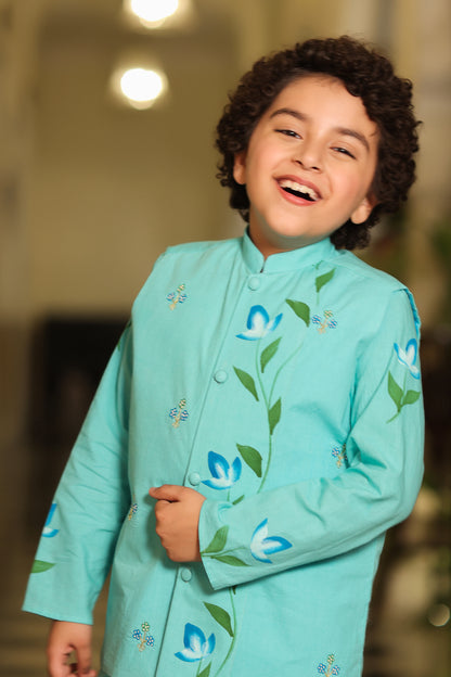 Boy 3 Pc Handpainted Bundy Set - Turquoise