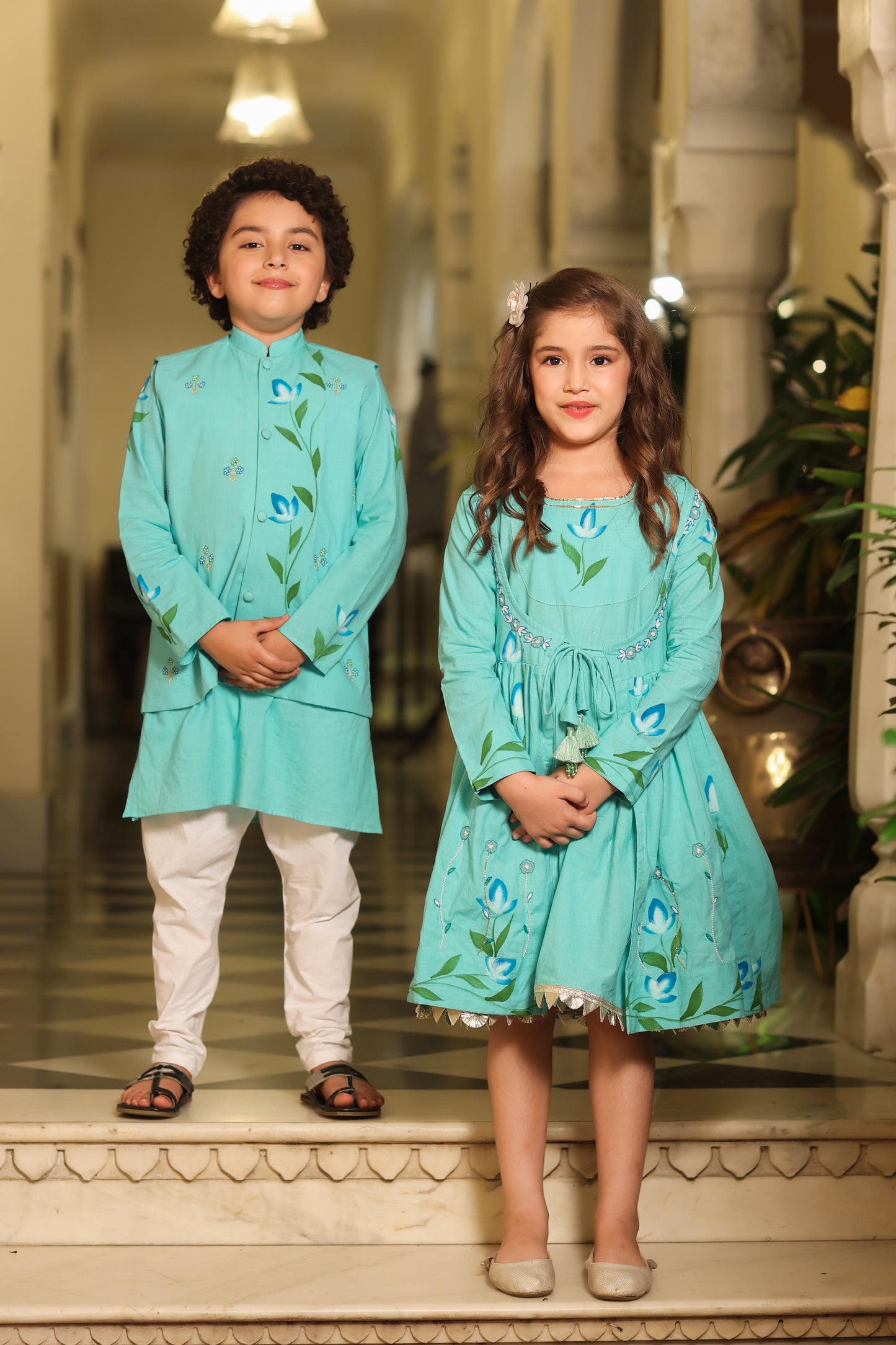 Boy 3 Pc Handpainted Bundy Set - Turquoise