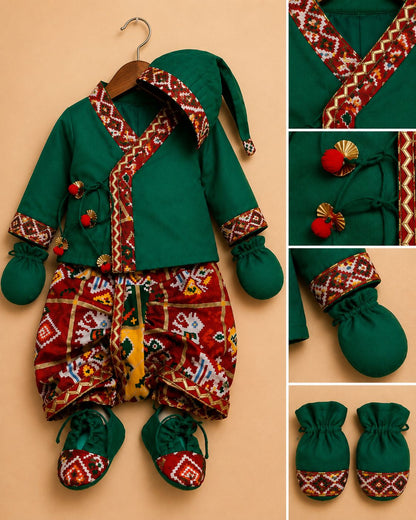 Baby Pachrangi Jamna Set -Green
