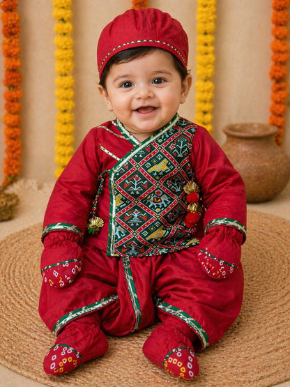 Baby Red Patola Jamna Set -Red