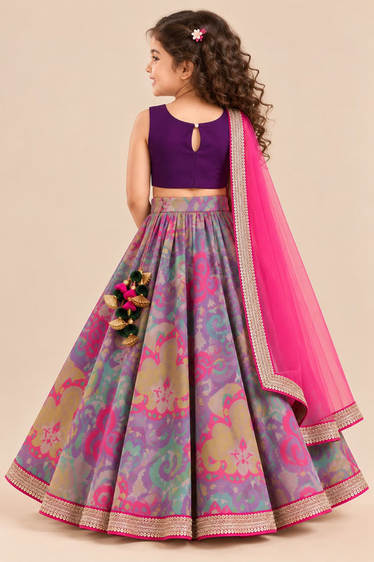 Girl Mithaas Skirt Top Set - Purple