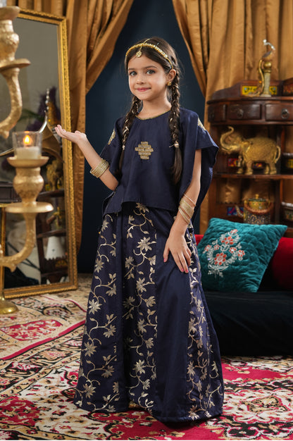 Girl 3pc Skirt Set-Navy Blue