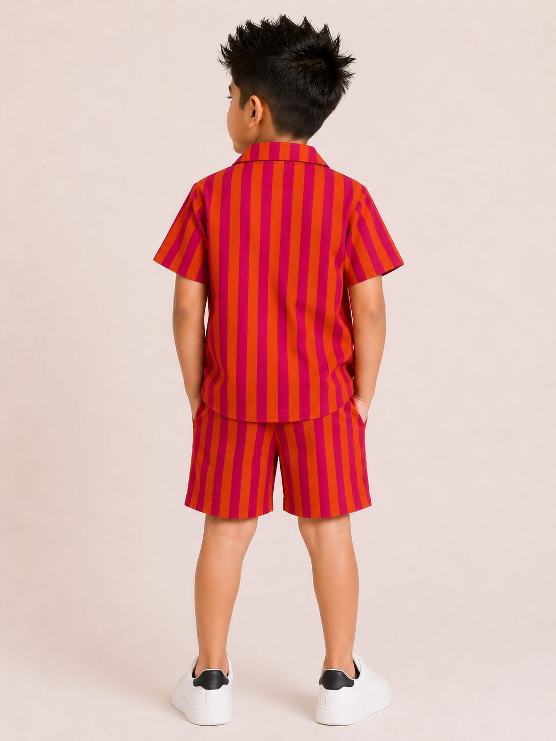 Giraffe Stripes Coord Set - Carrot Red