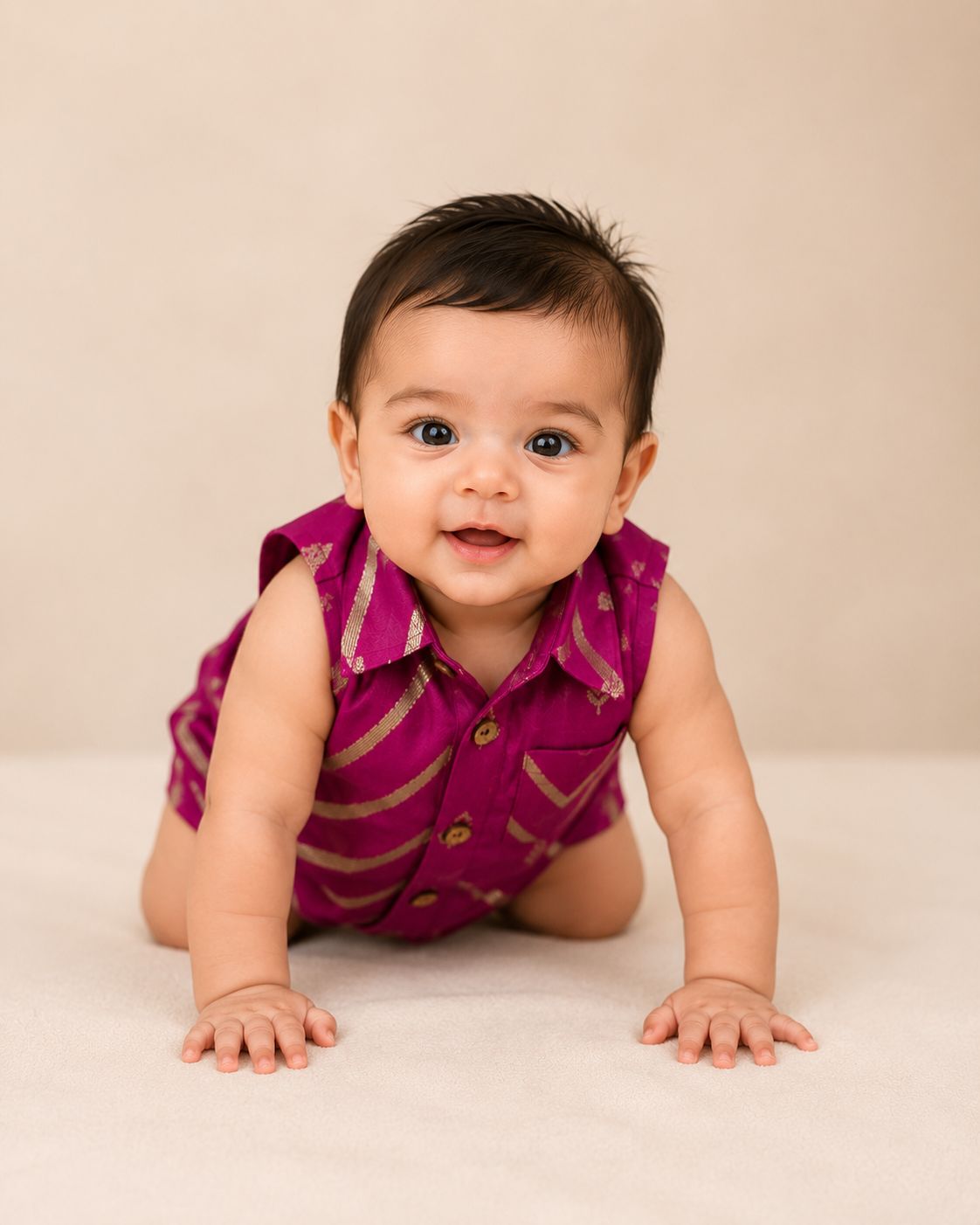 Baby Rajkumar Romper - Rani Pink